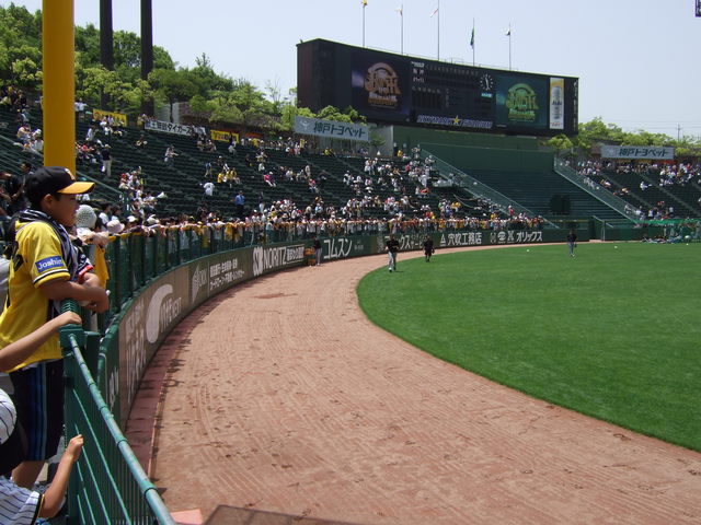 野球場・グリーンスタジアム・外野のフェンス間際の写真の写真