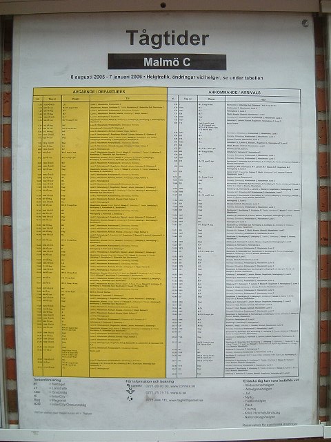 マルメ・列車の時刻表の写真の写真