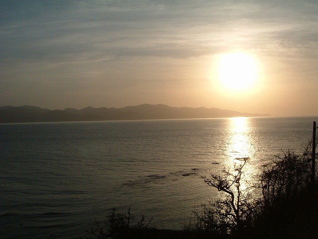 夕日が沈む陸奥湾の写真の写真