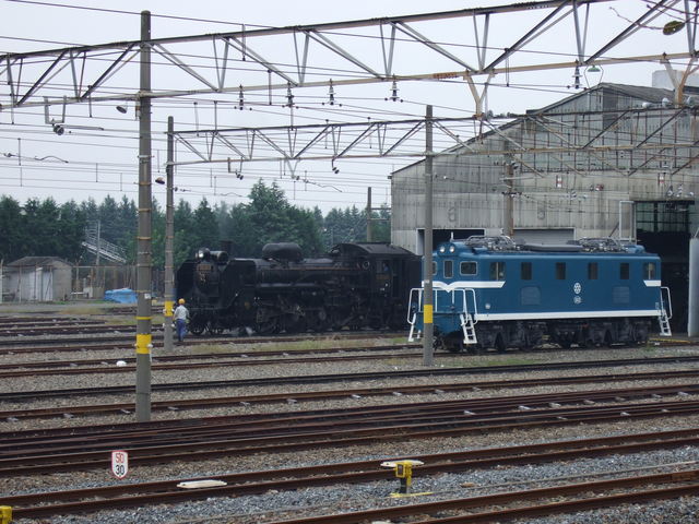 蒸気機関車(SL)のC58・機関庫から姿を現すの写真の写真