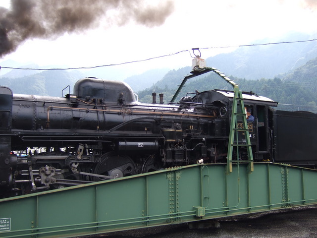 蒸気機関車(SL)のC58・転車台で回転するC58の写真の写真