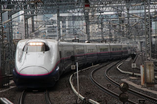 新幹線E2系1000番台・東京駅に入線する直前の景色の写真の写真