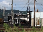蒸気機関車(SL)のC11 312・新金谷駅の車両工場で出発前の準備中