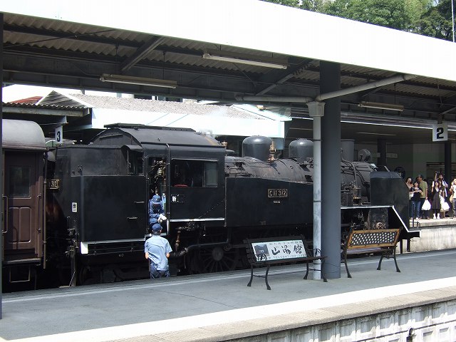 蒸気機関車(SL)のC11 312・千頭駅に到着の写真の写真