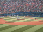 野球場・横浜スタジアム・レフト側の外野席からみるグラウンド