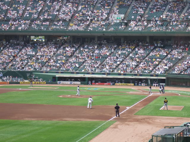 野球場・グリーンスタジアム・プレイボール直後の阪神の攻撃の写真の写真