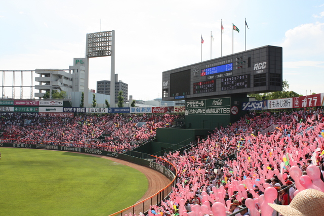 広島市民球場・赤い風船が飛ばされるの写真の写真