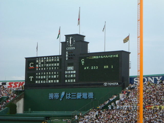 野球場・甲子園球場・試合開始前のスコアーボードの写真の写真
