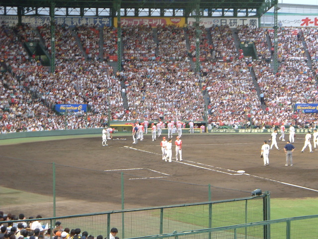 野球場・甲子園球場・なにやらひそひそ話の写真の写真