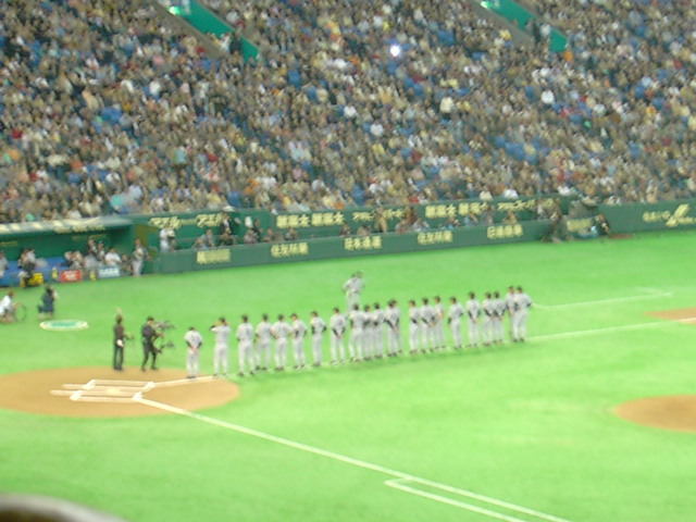 野球場・東京ドーム・阪神の整列の写真の写真