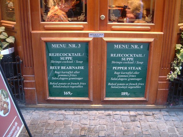 コペンハーゲン・レストランのメニューの写真の写真