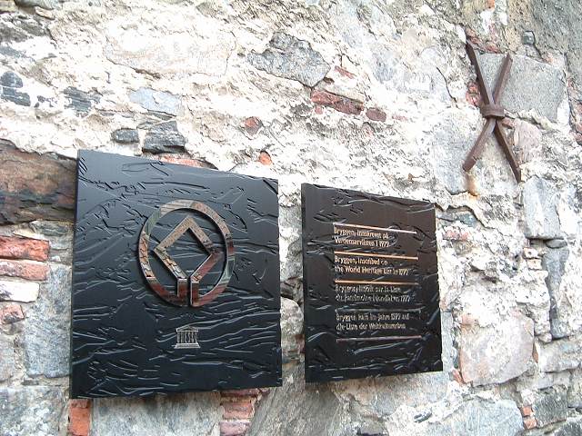 ベルゲン・ブリッゲン・世界遺産の記念プレートの写真の写真