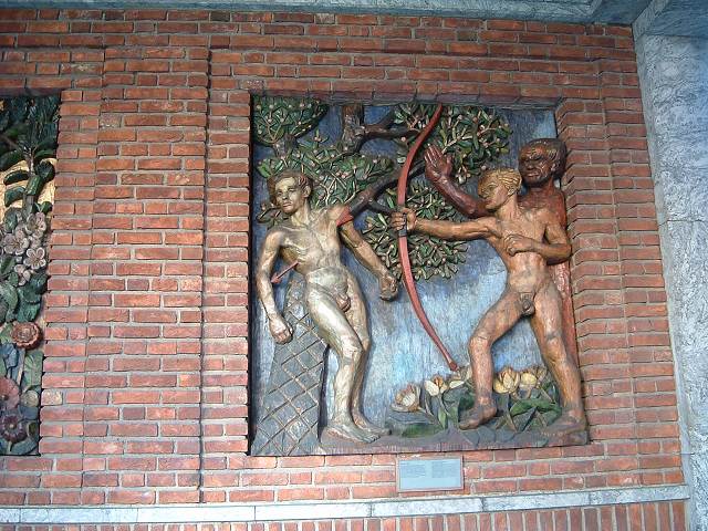 オスロ・市庁舎の壁画の写真の写真