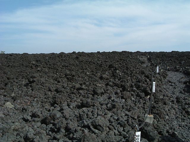 特別天然記念物・岩手山・焼走り熔岩流・ごつごつした溶岩の石がどこまでも転がっているの写真の写真