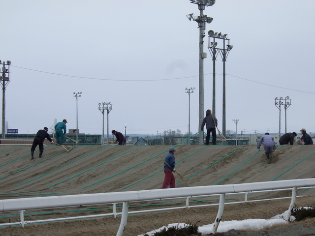 北海道遺産・ばんえい競馬・レース後の整地の写真の写真