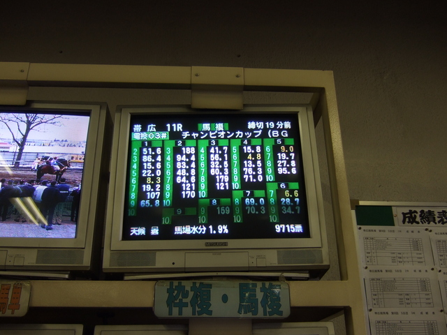 北海道遺産・ばんえい競馬・11レースのオッズの写真の写真