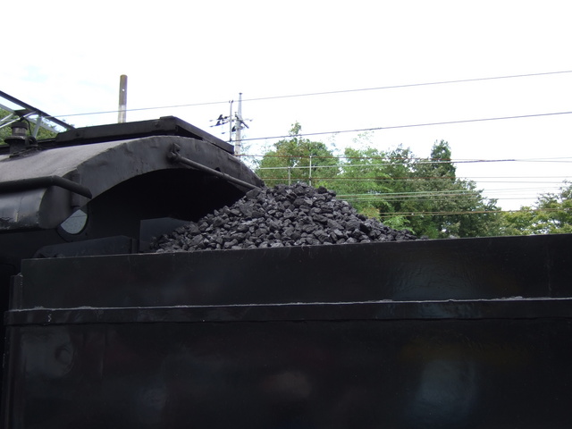 蒸気機関車(SL)のC58・テンダーからはみだす石炭の山の写真の写真