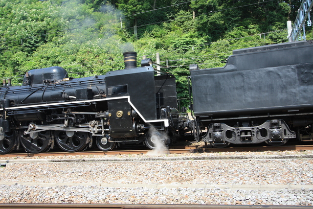 C57とC61の重連機関車の連結部の写真の写真